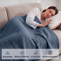 Couverture en gaze tricotée 100 % coton à 6 couches 200x150cm 79x59in, douce, idéale pour la décoration intérieure, l'hôtellerie et la vente au détail