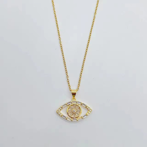 Collar de latón chapado en oro vintage 2025 de moda, collar que no se deslustra, gargantilla con ojo de circonita colorido - Product Image 1