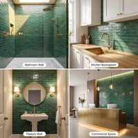 Carreaux d'intérieur en céramique brillante vert foncé 150x300 de Foshan, mosaïque de type métro, antidérapants, résistants aux acides, antibactériens, en brique réfractaire, épaisseur 9 mm