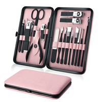 Ensemble de manucure et pédicure de luxe en acier inoxydable 18 pièces, écologique, pour hommes et femmes, soin professionnel à domicile et en voyage