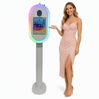 Kiosque photo portable ovale pour DSLR et iPad avec support d'appareil photo, compatible iPad 10.9, 11, 12.9 pouces pour location événementielle et mariages