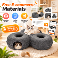 Tunnel modulaire en feutre pour chat, niche de jeu multi-chats avec fermeture éclair, lit d'intérieur pour animaux de compagnie, OEM ODM, vente en gros