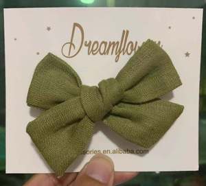 <strong>Baby</strong> Girl Custom Handcraft Girls Hair Bow Linen Bow Clips <strong>Baby</strong> Bow <strong>Headband</strong> - Product Image 6