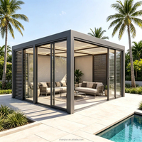 Pergola moderne motorisée à lames orientables en aluminium, avec capteur de pluie intelligent, contrôle par application, écologique, résistante à la neige, pour terrasse résidentielle et balcon
