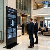 Kiosco Digital Android HRAY de 32 Pulgadas con Soporte de Pie, 50000 Horas de Vida Útil, para Información en Vestíbulos de Edificios de Oficinas, Compatible con OEM y ODM