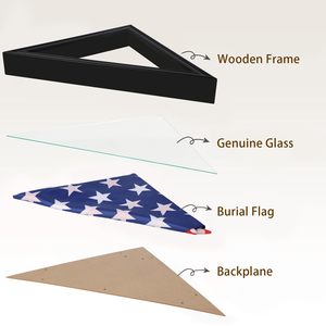Vitrine triangulaire en bois noir pour drapeau plié standard, cadre anti-poussière pour drapeau commémoratif, à fixer au mur ou à poser sur table, pour collection <span class=keywords><strong>de</strong></span> vétérans - Product Image 3