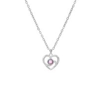 Collier personnalisé SLand en acier inoxydable plaqué or 18 carats avec projection de cœur, zircon, photo couleur parfaite pour les couples