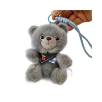 Porte-clés pendentif ours en peluche personnalisé, doux et mignon, avec bavoir cerise, 4 pouces, rembourrage en coton PP, cadeau unisexe, a Fengfui Party