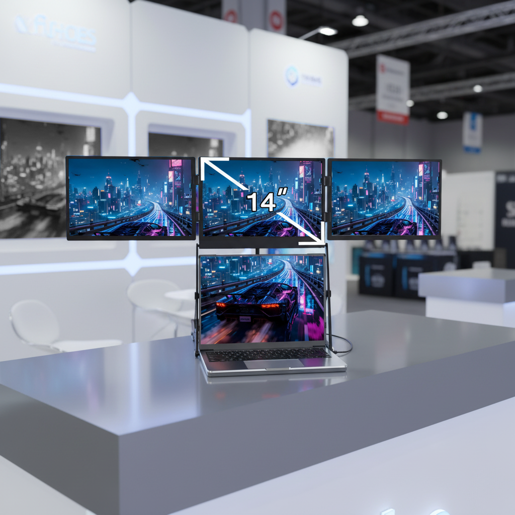 New <strong>2026</strong> Portable IPS Quad Monitor for Business-<strong>14</strong>-<strong>Inch</strong> Laptop <strong>Screen</strong> Extender with LED Backlight 1 Cable for 3 Displays
