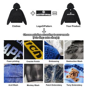 Sudadera <span class=keywords><strong>con</strong></span> <span class=keywords><strong>Capucha</strong></span> Negra Desgastada <span class=keywords><strong>con</strong></span> Logotipo para Hombre - Estampado Personalizado y Detalle de Ojales en las Mangas - Sudadera <span class=keywords><strong>con</strong></span> <span class=keywords><strong>Capucha</strong></span> Holgada de Estilo Urbano Informal - Product Image 5
