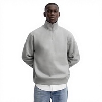 Haut à capuche ample et polyvalent pour homme, tendance, de marque, avec demi-fermeture éclair, en tissu Air-Layer 500g, pour l'automne/hiver, idéal pour l'export.