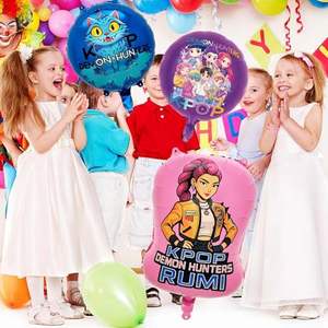 زينة حفلات أعياد الميلاد لفرقة ديمون هانترز الكورية، لافتة هونتريكس، بالونات رومي الفويل، خلفية، زينة الكيك، مستلزمات حفلات استقبال المولود - Product Image 4