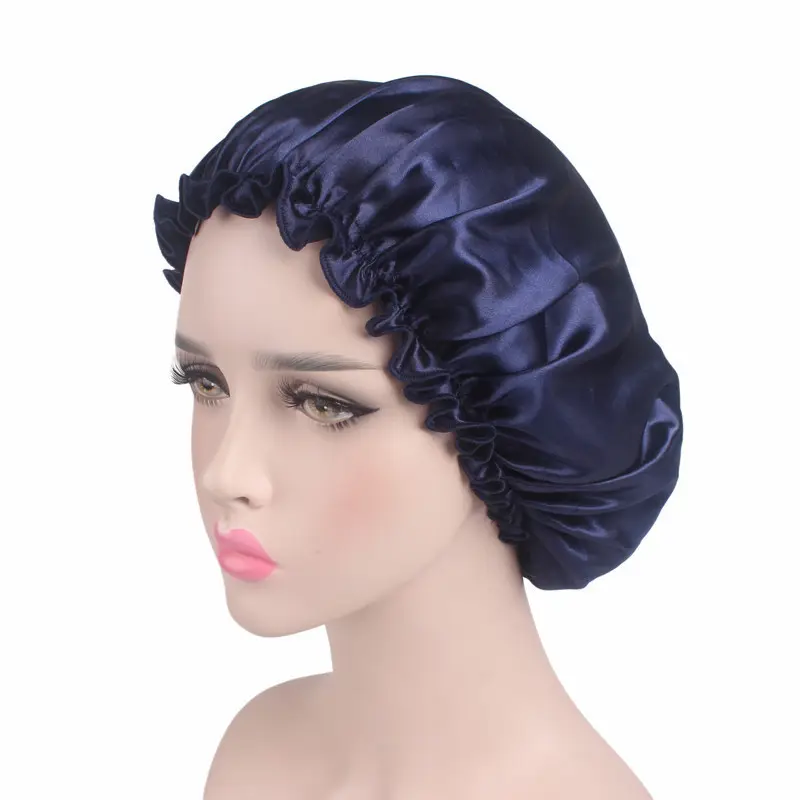 Plain Solid Color Sleep Cap Hair Wrap Single Layer Bonnets Custom And Satin Hair Wraps Fashion Bonnet