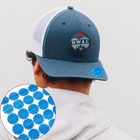 Fournisseur d'étiquettes holographiques imperméables découpées sur mesure, autocollant holographique rond avec logo bleu personnalisé pour casquette