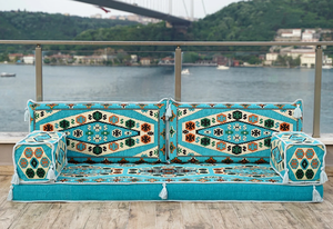 Ensemble de canapés au sol de style turc, motif Kilim bohème, banc rembourré pour salon - Product Image 6