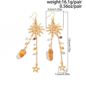 Kleurrijke Kristallen Kralen Lange Kwastjes Bengelen Oorbel Zeesterren Kwallen Mode Oorbellen - Product Image 6