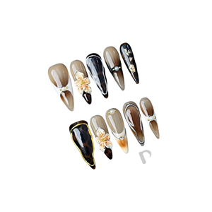 <span class=keywords><strong>Ongles</strong></span> à presser faits main en acrylique 3D, design <span class=keywords><strong>de</strong></span> luxe, forme stiletto, pointes longues, <span class=keywords><strong>avec</strong></span> colle, option logo personnalisé, 10 pièces - Product Image 4