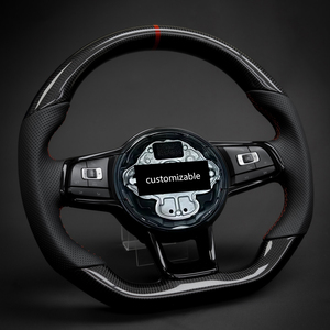 พวงมาลัยหนังคาร์บอนไฟเบอร์สำหรับ VW Golf 5 Golf 7 Golf 7 Golf MK7 MK6 8 MK5 GTI R R B6 B7 B8 Passat - Product Image 1