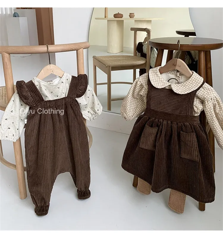 LL03235 Herfst Nieuwe Aankomst Baby Baby Meisjes Rompertjes Peuter Kids Jumpsuit Algehele Jurk Kleding Set Groothandel Mouwloze