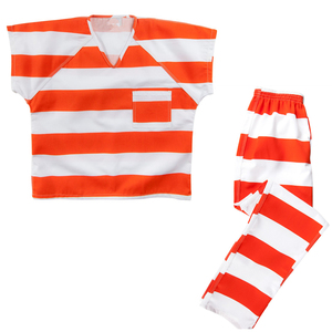 Halloween Adult <strong>Prison</strong> Costume Prisoner Masquerade Party Orange Black and White Striped <strong>Prison</strong> Costume <strong>Uniform</strong> Sets - Product Image 1
