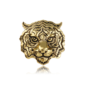 Spilla con testa di tigre retrò all'ingrosso nuova spilla con animale da uomo prepotente con distintivo di tigre gioielli per banchetti - Product Image 1
