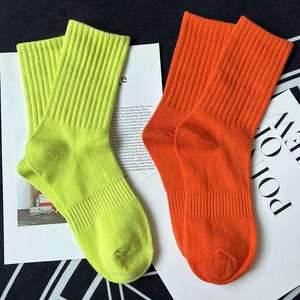 Men's Crew <b>Socks</b> Cotton Breathable Logo Print Daily Wear Summer Knitted <b>Socks</b> <b>Black</b> White Neon Green - Product Image 3
