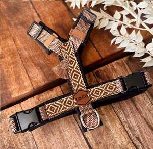 Chaleco ajustable sin tirones para mascotas, fabricante de diseñador de lujo, conjunto de Correa y cuello de Jacquard Premium bohemio, conjunto de arnés de nailon personalizado para perros - Product Image 4