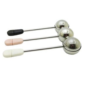 Infusor de Té en Forma de Bola Giratoria WELAND, Mango Largo, Acero Inoxidable, Infusor de Té en Forma Redonda Única para Té de Hojas Sueltas, Harina - Product Image 1