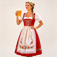 Robe traditionnelle rouge Dirndl pour femmes, Oktoberfest de Munich, Allemagne, robe en dentelle brodée bavaroise, prend en charge ODM et OEM