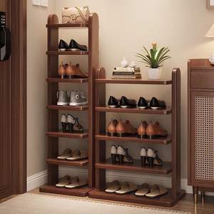 Zapatero de varias capas color nogal, almacenamiento que ahorra espacio para zapatillas, botas y tacones altos en la entrada. - Product Image 5