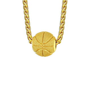 Collar de Baloncesto con Colgante en Forma de Balón, Cadena de Bambú, Acero Inoxidable, Regalo Deportivo <span class=keywords><strong>para</strong></span> Mujer, Venta al Por Mayor - Product Image 3