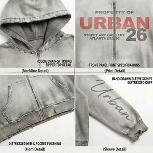 Felpa con Cappuccio <span class=keywords><strong>Vintage</strong></span> Personalizzata con Zip, Effetto Acid Wash, Stampa Grafica, Stile Streetwear <span class=keywords><strong>Oversize</strong></span> - Product Image 5
