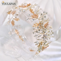 YouLaPan Hiasan Kepala Karangan Bunga Pernikahan dan Ulang Tahun yang Terbuat dari Paduan Logam, Dekorasi Kristal Rhinestone yang Menawan untuk Tampilan Menawan.