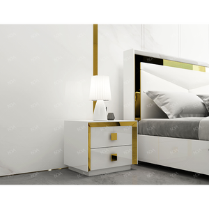 Juego de Muebles para Dormitorio King Size, Estilo Real, Lujoso, Moderno, para Hotel u Hogar, Base de Cama con Plataforma Blanca de Alto Brillo - Product Image 4