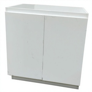 Ensemble de meubles de cuisine modulaires blancs modernes RTA, avec carcase en panneau mélaminé, étanche, pour appartement, avec robinet et charnières en quartz artificiel - Product Image 3