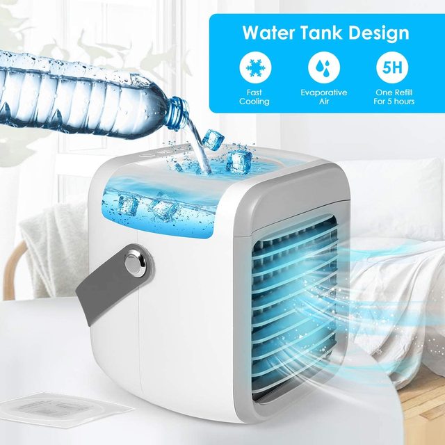 Portable Rechargeable Evaporative Air Conditioner Fan 3 Speeds 7 Colors Cordless Personal Air Cooler Outdoor Energy Hotels