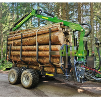 Remorque forestière DIBO CE TUV pour travaux lourds, 14 tonnes, pour le transport de bois, avec grappin hydraulique 7.8