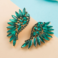 Boucles d'oreilles tendance 2022 Style industrie lourde Style bohème Style exagéré ailes couleur strass boucles d'oreilles pour femmes