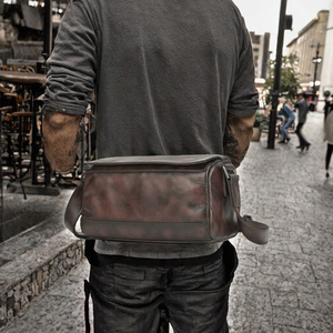 Genuine Leather <b>Small</b> Men's <b>Messenger</b> <b>Bag</b> Retro Crossbody Shoulder Satchel Lightweight Wear-resistant Anti-theft for Daily - Product Image 1