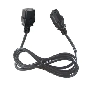 Iec סט Conector נשי Pdu הארכת C13 כדי C19 עם push נעילת Plug Ac כבל חשמל כבל 250V