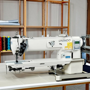 1565D Industrial Double Needle Compound Feed Flat Bed Split Needle Bar Lockstitch <b>Sewing</b> Machine Motor Gear Heavy Duty Iron - Product Image 3
