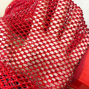 도매 패션 크리스탈 비즈 스톤 다이아몬드 메쉬 패브릭 탄성 트리밍 - Product Image 5