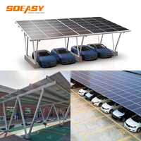 Système de montage de carport solaire à structure en aluminium SOEASY avec inclinaison de 15 à 45 degrés, résistance au vent de 130 mph, surface anodisée, durée de vie supérieure à 25 ans