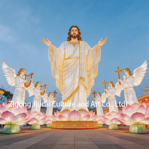 Linternas LED Religiosas Cristianas con Esculturas <span class=keywords><strong>de</strong></span> Jesús y Ángeles, Linterna <span class=keywords><strong>de</strong></span> Seda China para Iglesia, Graduación y Decoración <span class=keywords><strong>de</strong></span> Festivales - Product Image 4