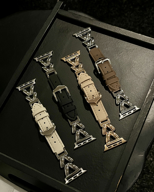 Genuine Leather Stainless Steel Watch Band Series 11 10 46mm 42mm Replacement Strap for Apple Watch Ultra 3 Metal Watch Straps