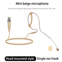 Microphone beige à fixation sur la tête, à une seule oreille - Léger, mini prise XLR TA4F 4 broches compatible avec le système sans fil Shure