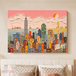 HOTEN <span class=keywords><strong>Peinture</strong></span> à l'huile abstraite de <span class=keywords><strong>paysage</strong></span> <span class=keywords><strong>urbain</strong></span>, texture peinte à la main sur toile, art original, décoration murale pour chambre/salon - Product Image 5