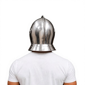 Casque Barbuta 3D complet en acier inoxydable, plaqué or, style armure de chevalier antique, pièce d'art de collection, finition polie - Product Image 4