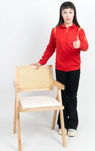 Chaise de Salle à Manger en Bois Massif Chandigarh avec Dossier Rembourré, Style Moderne Nordique Vintage Wabi-Sabi, Chaise de Loisirs en Rotin pour Usage Domestique - Product Image 6