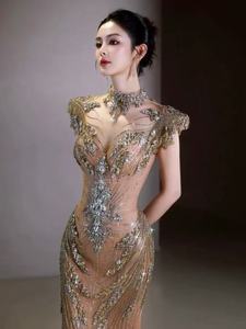 Robe <span class=keywords><strong>de</strong></span> soirée <span class=keywords><strong>sirène</strong></span> personnalisée, faite à la main, avec perles et dentelle, robe <span class=keywords><strong>de</strong></span> bal longue, style princesse vintage, grande taille, avec <span class=keywords><strong>vidéo</strong></span> réelle - Product Image 5